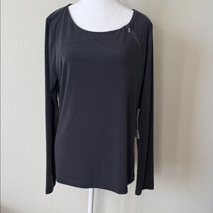 Calvin Klein Women's Charcoal Long Sleeve Top